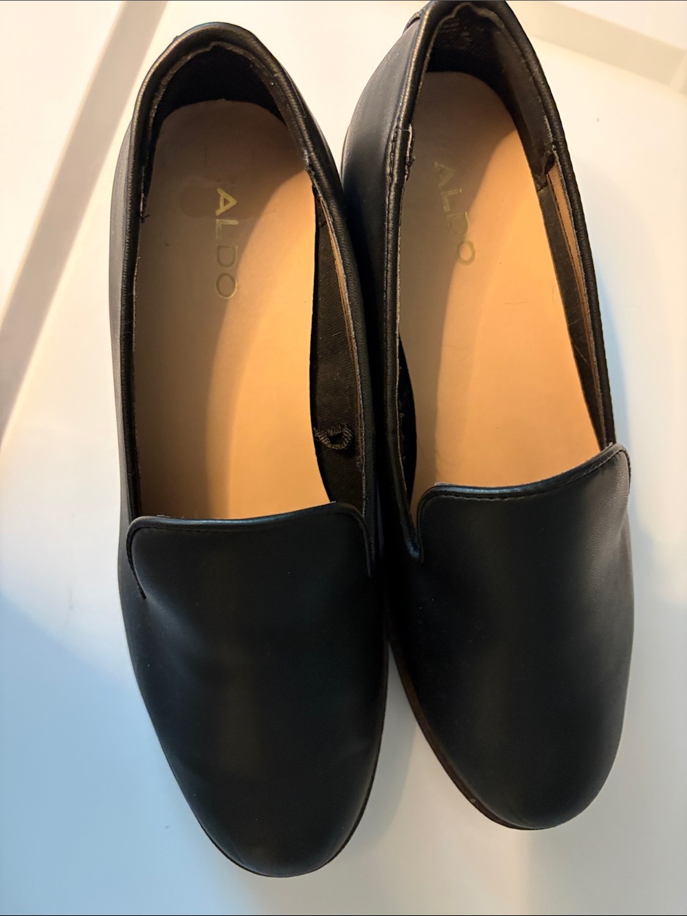 ALDO Black Leather Slip-On Loafers for Women